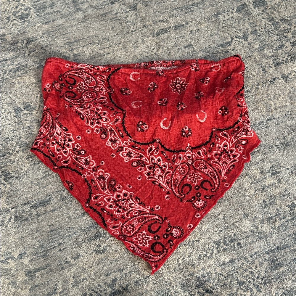 Kimchi Blue Red Paisley Bandana Crop Top